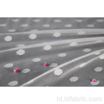 Nylon Spandex Putih Dots Mesh Fabric